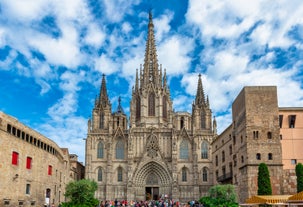 Scenic aerial view of the Agbar Tower in Barcelona in Spain.