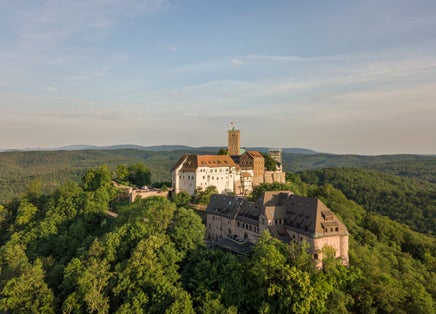 photo of view of  Aerial view of Wartburg Castle. UNESCO world heritage in Thuringia, Germany