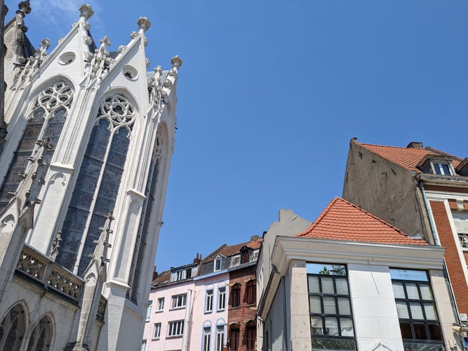 photo of view of French church in the city Roubaix.