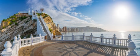 Photo of aerial view of Benidorm and Levante beach in Alicante Mediterranean of Spain.