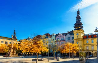 Photo of panoramic aerial view of Spa Luhacovice, Zlin region, Moravia, Czech Republic.