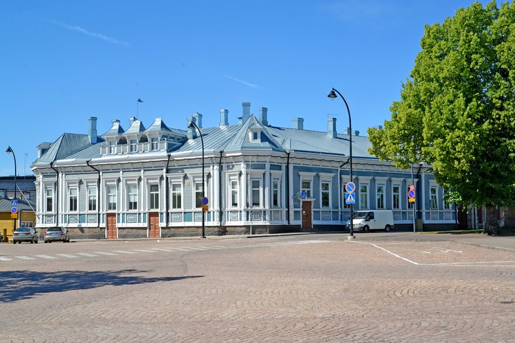 The house mansion of a sort Aladinykh on the central square. Hamina, Finland