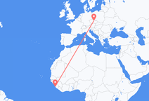 シエラレオネのフリータウンから、チェコのパルドゥビツェまでのフライト