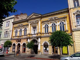 Photo of the Small Square piata mica, the second fortified square in the medieval Upper town of Sibiu city, Romania.