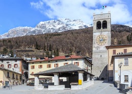 photo of panoramic view of Bormio town in Italy.