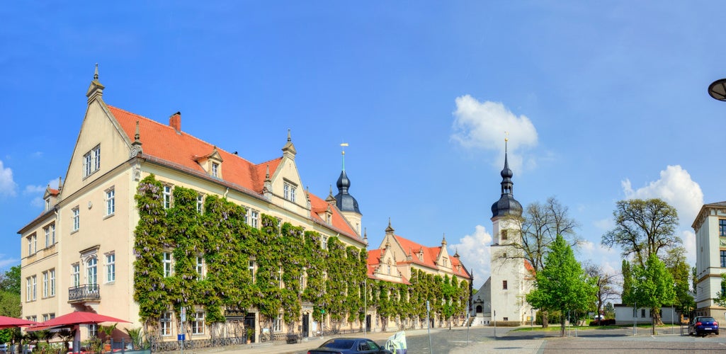 Fountain in the old town of Riesa in Saxony