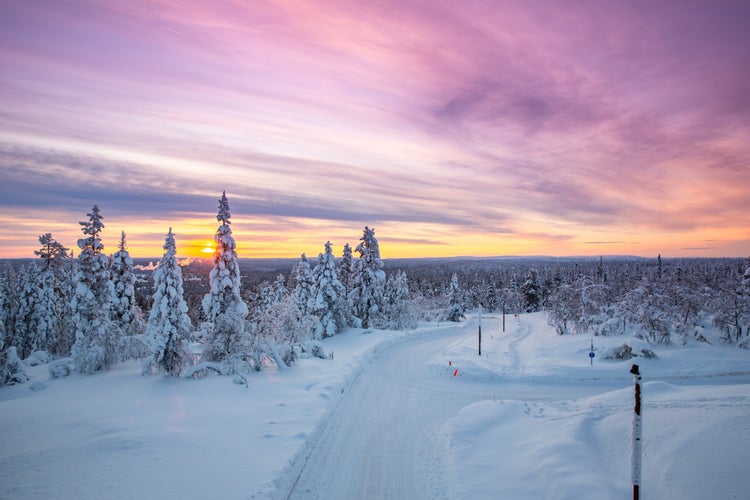 Photo of sunset over Lapland, Ivalo.