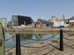 Photo of aerial view of the city of Liverpool in United Kingdom.