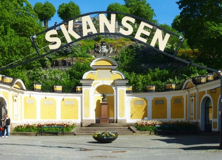 Photo of Skansen open air museum entrance in the beautiful city of Stockholm in Sweden.