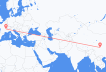 청두에서 출발해 리옹으로 향하는 항공편