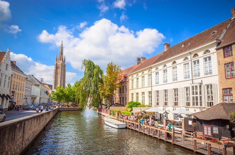 Church Of Our Lady and traditional narrow streets in Bruges (Brugge), Belgium