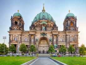 Berlin cityscape with Berlin cathedral and Television tower, Germany.