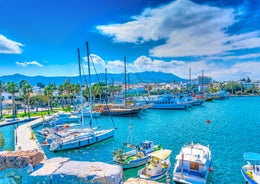 Photo of the main port of Kos island in Greece..