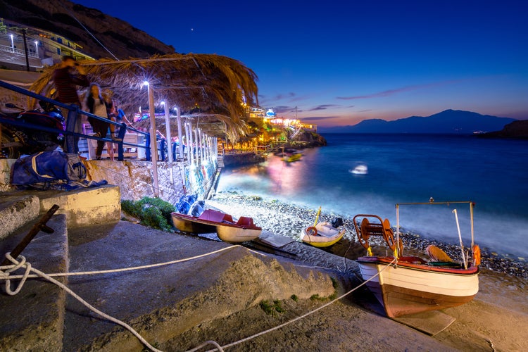 Matala beach and village at night, Crete.jpg