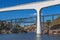 Photo of View of three bridges down the Douro River in Porto the Ponte de Sao Joao and Ponte Dona Maria Pia and Ponte Infante Dom Henrique.