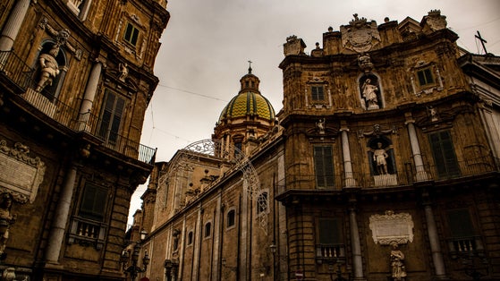 photo of view of Palermo, Italy, Sicily Villena Square, Quattro Canti, Palermo, Italy.