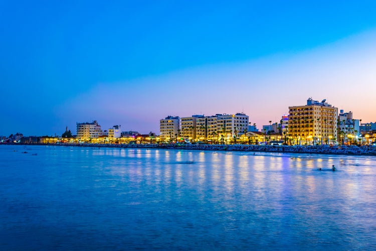 Photo of sunset over Larnaca, Cyprus.