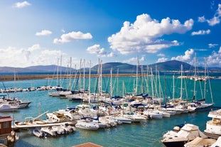 Photo of aerial view of Porto Torres, Sardinia, Italy.