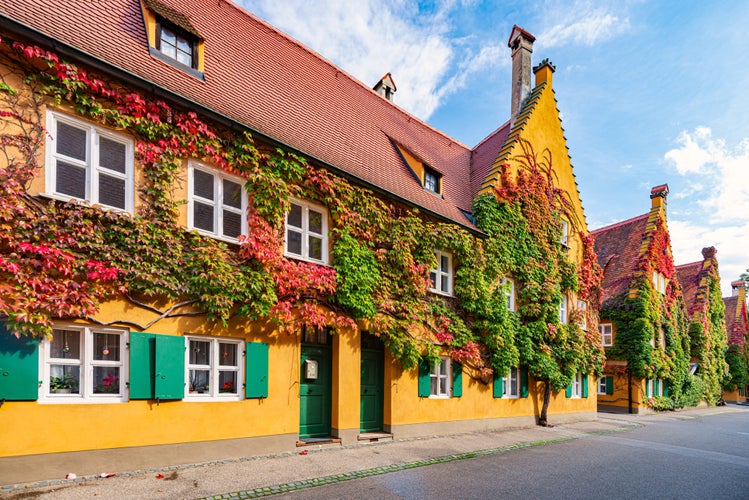 photo  of  view of The Fuggerei is the world's oldest social housing complex still in use. It is a walled enclave within the city of Augsburg, Bavaria, Germany.