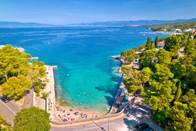 Photo of aerial view of Crikvenica town on Adriatic sea waterfront , Kvarner bay region of Croatia.