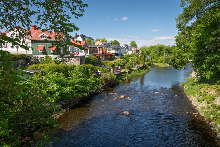 Photo of Gävle through the city center surrounded by houses, Sweden.