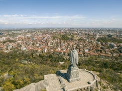 Photo of aerial view of Plovdiv, Bulgaria.