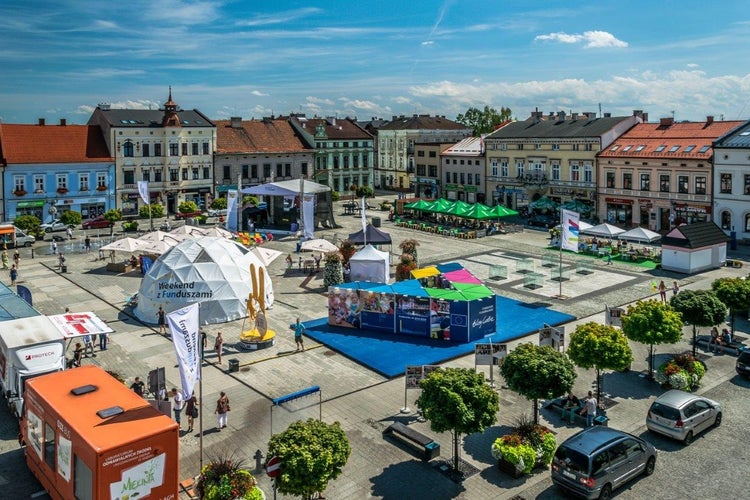 View of city of Oswiecim in Poland, where Auschwitz concentration camp is located