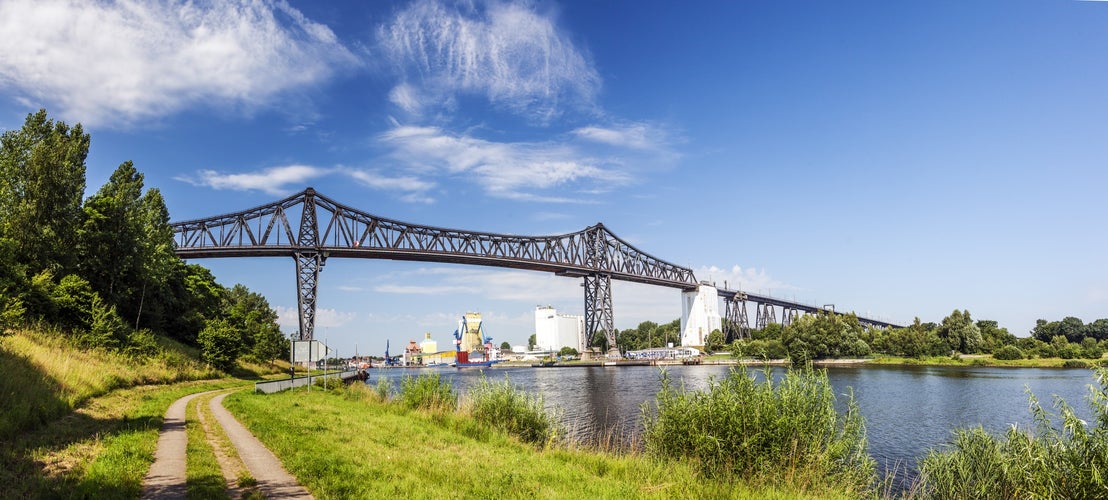 Photo of North Sea Baltic Canal and Historical Railway Bridge Kiel , Germany.