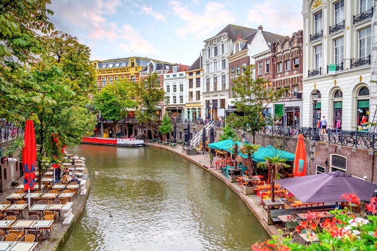 photo of view of  Jans Jansbrug, Old city of Utrecht, Netherlands.