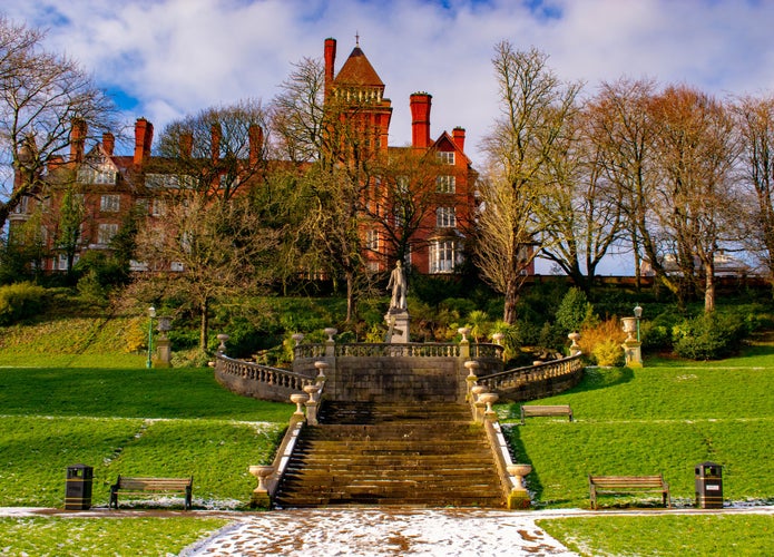 Photo of Avenham Park Preston in the winter, England.