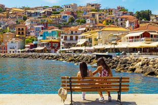 Photo of a small island with a fortress at the coast of Nafplio ,Greece.