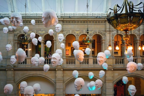  Interior view of the Kelvingrove Art Gallery and Museum, one of the most popular attractions in Glasgow, Scotland.