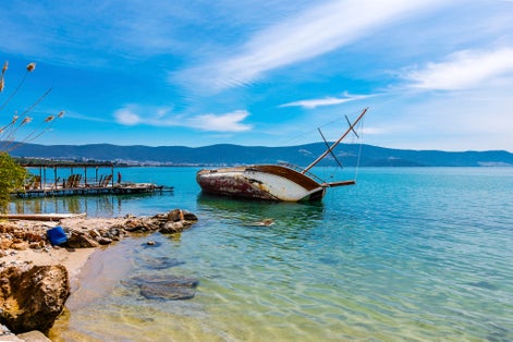 Photo of Sunked yacht on Akbuk Beach in Didim.