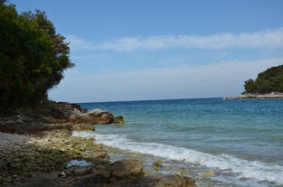 Photo of aerial view of beach Centinera in Banjole, Croatia.