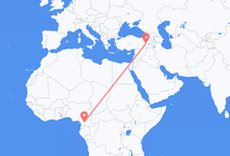 カメルーンのヤウンデから、トルコのムシュまでのフライト