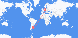 Flights from Falkland Islands (Islas Malvinas) to Italy