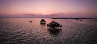 Photo of aerial view of Arcachon and Atlantic ocean, France.