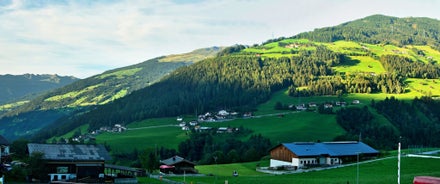 photo of an aerial view of winter resort Mayrhofen, Austria.