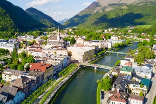 Austria, Rainbow over Salzburg castle