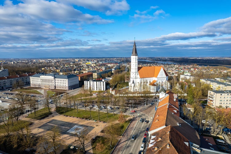 Aerial beautiful spring day view of Šiauliai (Siauliai), Lithuania