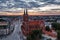 Aerial view of the Basilica of the Assumption of the Blessed Virgin Mary in Bialystok, Podlaskie Voivodeship, Poland.