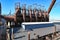 photo of Blast furnaces of the Völklingen Ironworks World Heritage Site with a blue sky, Völklingen, Saarland, Germany,Völklingen germany.