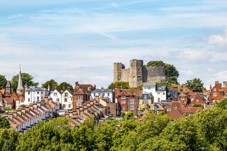 photo of view of A view over the castle and town of Lewes in Sussex, on a summers day.