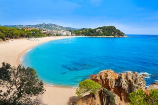 photo of aerial panorama view of the coastline Cambrils, Costa Dourada, Catalonia, Spain.