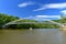 Photo of beautiful bridge over the water, Brno Dam, beautiful summer landscape in the Czech Republic.