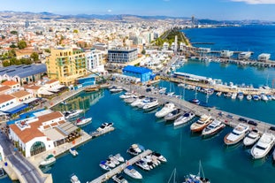 Photo of the seafront and the city of Limassol on a Sunny day, Cyprus.