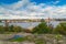 photo of Stockholm from Skinnarviksberget in summer with the town hall in Sweden.