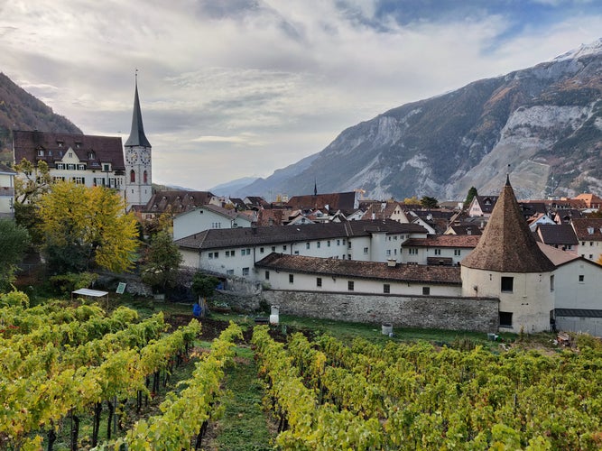 aerial view of old town Chur