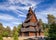 Photo of Reconstructed wooden Gol Stave Church (Gol Stavkyrkje) in Norwegian Museum of Cultural History at Bygdoy peninsula in Oslo, Norway.