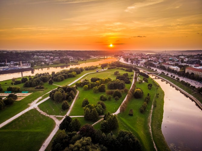 Photo of Nemunas river island in Kaunas, Lithuania.